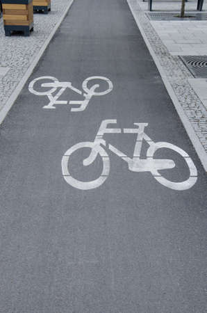 Bicycle lane sign on the road