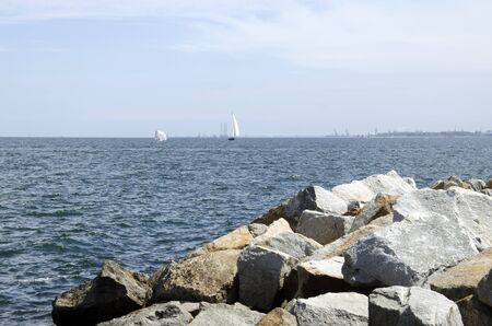 Big stones on the seashoreの写真素材