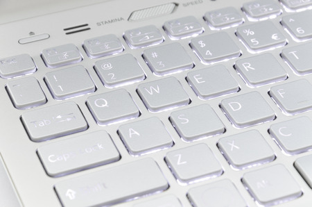Computer keyboard with highlighting focused on W A S D buttonsの写真素材