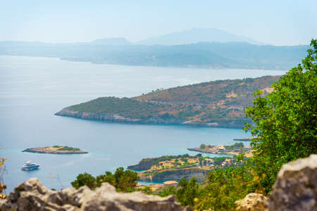 Sea landscape from the high spot of the mountains. Hot summerのeditorial素材