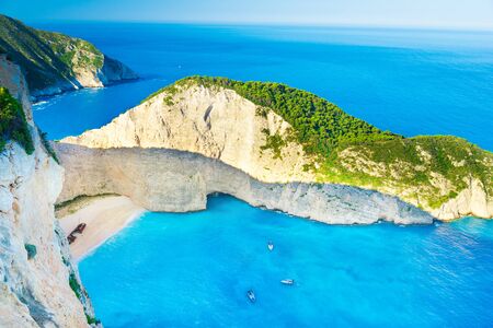 Shipwreck beach at early morning, Zakynthos island, Greeceのeditorial素材