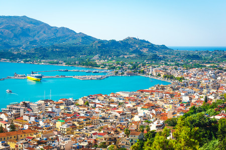 Panorama of Zakynthos city. Aerial view to the cityのeditorial素材