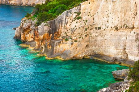 Beautiful azure water of lagoon on Zakynthos island, Greeceのeditorial素材