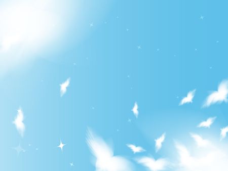 Flying birds in the sky, background in peace themeの写真素材