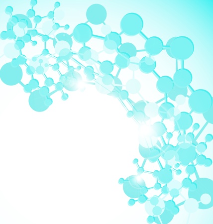 Shiny blue scientific bacground with molecules, vector illustrationのイラスト素材