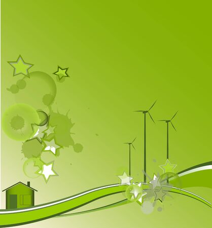 Green house with stars, environment design, vector illustrationのイラスト素材