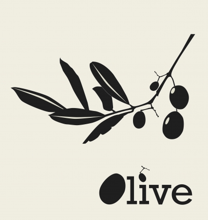 stylized olive branch silhouette, vector illustrationのイラスト素材