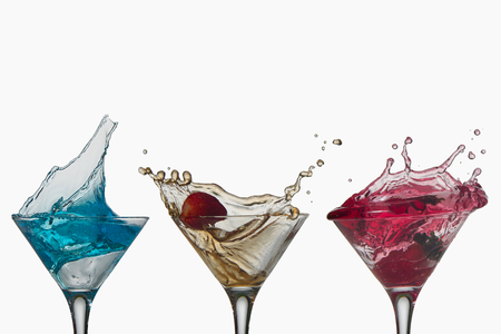 cocktail splash collection isolated on a white background.free cupsの写真素材