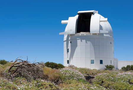 Telescopes Astronomical Observatory of the Teide in Tenerife, Spain.のeditorial素材