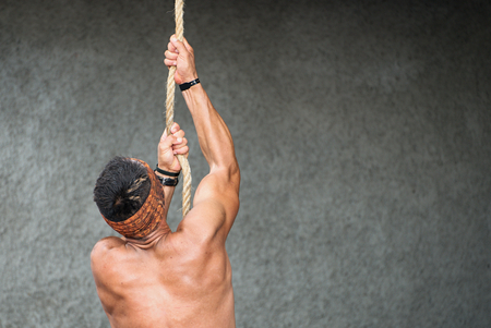 Climbing rope.Fitness rope climb exercise