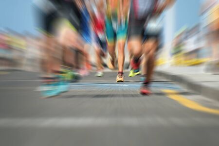 Marathon runners in the race,abstractの写真素材