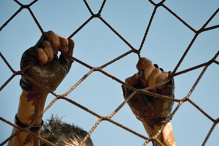 Mud race runnersの写真素材