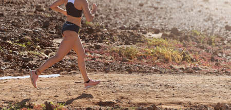 Running sport fitness woman, trail running concept