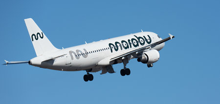 Tenerife, Spain January 21 st, 2024. Airbus A320-214. Marabu Airlines flies in the blue skyのeditorial素材