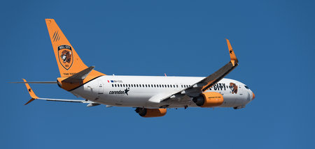Tenerife, Spain January 21 st, 2024. Boeing 737-8K5. Corendon Airlines Airlines flies in the blue skyのeditorial素材