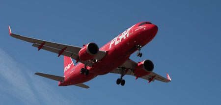 Tenerife, Spain January 31st, 2024. Airbus A320-251N Play Airlines flies in the blue sky. Landing at Tenerife Airportのeditorial素材