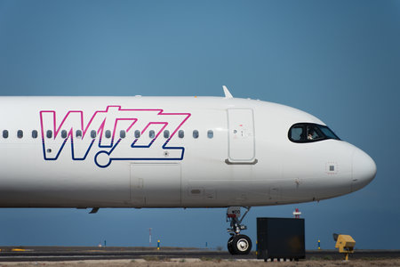 Tenerife, Spain May 3st, 2024. Wizz Air Airlines Airbus A321-271NX. Image of an Airbus A321 Wizz Air Airlines plane taxiing at Tenerifeのeditorial素材