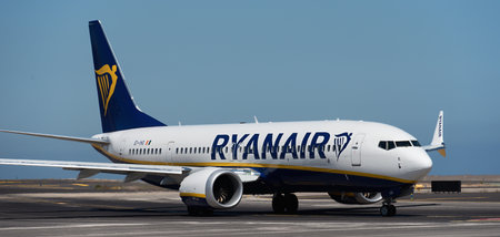 Tenerife, Spain May 4th, 2024. Ryanair Boeing 737 MAX 8-200. Image of a Ryanair Airlines plane taxiing at Tenerifeのeditorial素材