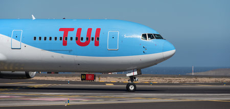 Tenerife, Spain May 4th, 2024. TUI Airlines Boeing 767-304(ER). Image of a TUI Airlines plane taxiing at Tenerifeのeditorial素材