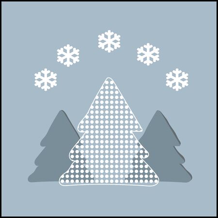 Fir-trees with snowflakes cutoutのイラスト素材
