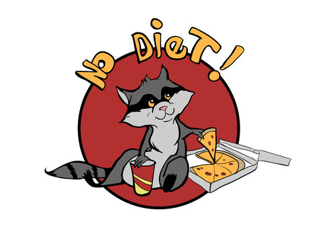 Cute Raccoon with pizza and popのイラスト素材