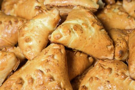 croissants and pastries on a festive tableの写真素材