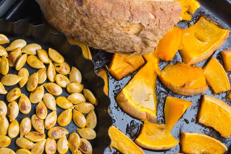 Homemade baked pumpkinの写真素材