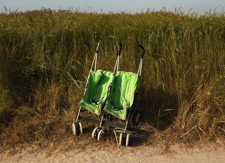 Kids buggy. On the Beach.の写真素材