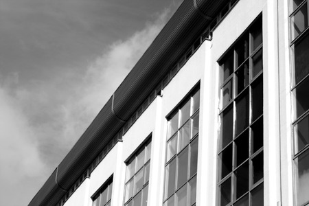 Modern office building in black and white. Urban background.