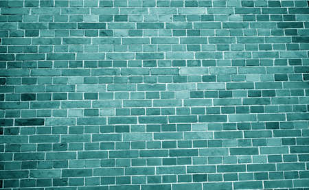 Pattern of brick wall in cyan tone. Abstract architectural background and texture for design.の写真素材
