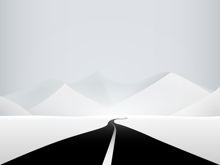 Road to the mountains on snow-covered wildernessのイラスト素材