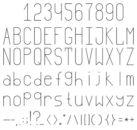 A full set of uppercase and lowercase letters of the Latin font, as well as numbers and punctuationのイラスト素材