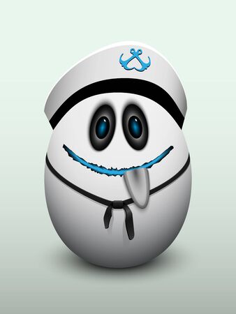 Egg gullible young sailor cap and a black sash.のイラスト素材