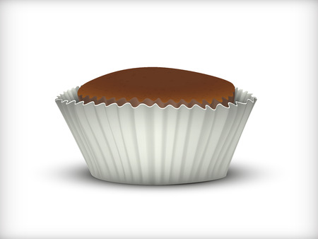 Cupcake in a white Cup. Isolated vector image. Simulation 3Dのイラスト素材