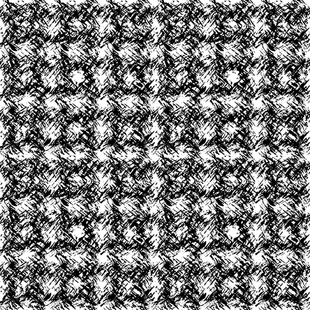 Texture directed in different directions in soft wool. Square seamless black and white pattern of the carpet.のイラスト素材