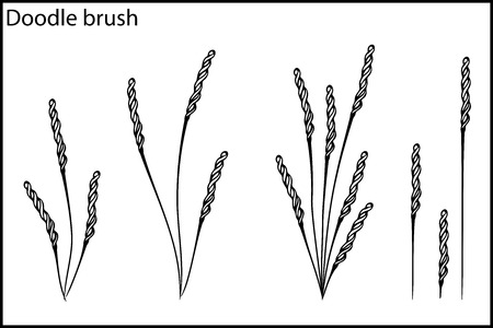 the set of elements Doodle brush and shrubs as the grass twisted spikelets for use in design and ornamentsのイラスト素材