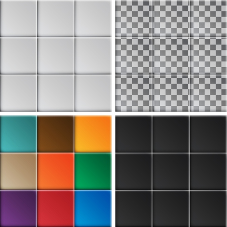 set tiles seamless pattern with squares with highlights and shadows transparent textureのイラスト素材