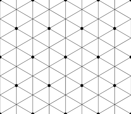 White seamless pattern of white diamonds with bright round dots on intersections of linesのイラスト素材
