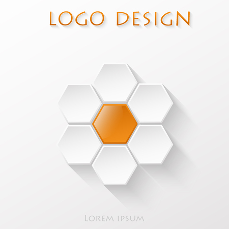 Orange surround the hexagons with a convex reflective surface.のイラスト素材