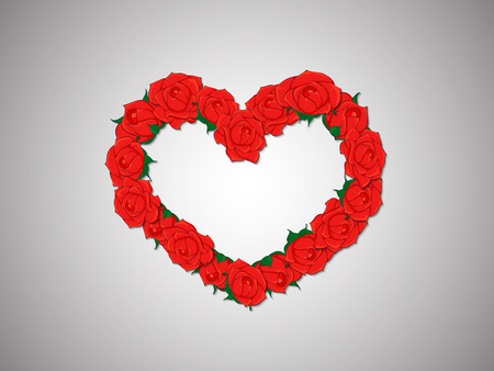 Little heart from separate buds of red roses on a light background. For classical design on the theme of Valentine's dayのイラスト素材