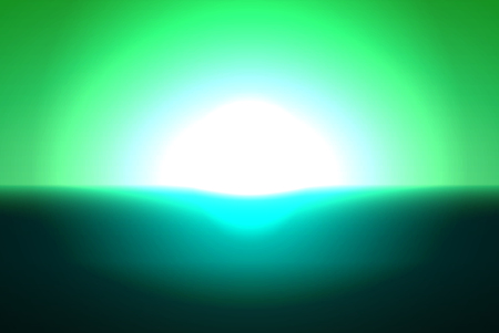 Green abstract landscape with hills and contour light of the setting sunのイラスト素材
