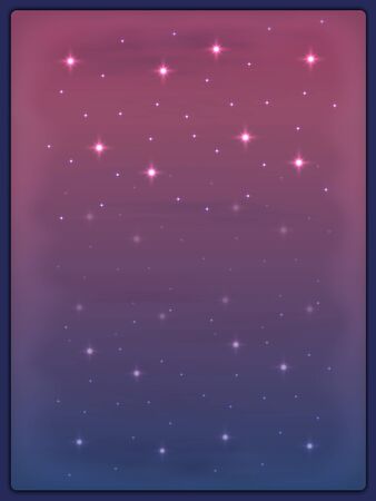 View of the pink evening sky with clouds and stars through the misted window. Wallpaper for your desktop or smartphone.のイラスト素材