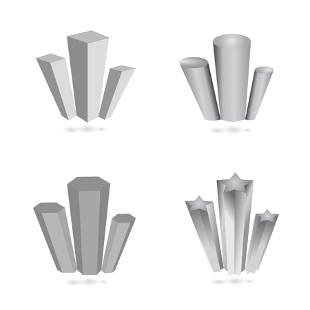 Set of four stands for winners first second and third place in 3D isolated on white backgroundのイラスト素材