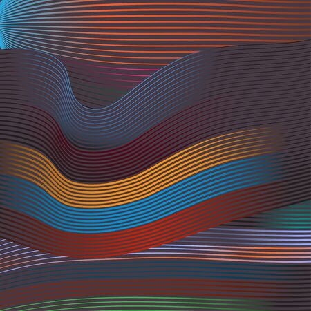 Abstract background wallpaper with tapes of waved curves dim colorsの写真素材