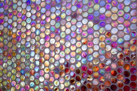 abstract pattern wall made of colored glass circles spheresの写真素材