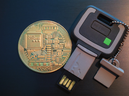 crypto currency coin with serucity wallet on usb stick flash drive with two factor authentication,...