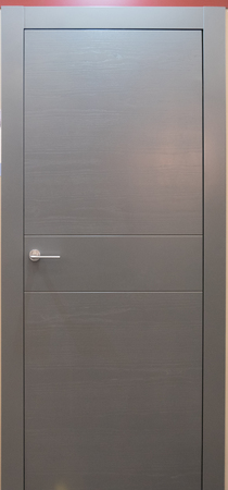 minimalistic grey room entrance door with handleの写真素材