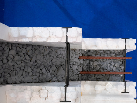 blocks with armored concrete inside - building under constructionの写真素材