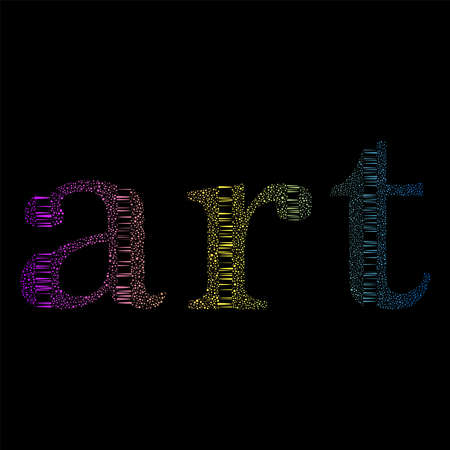 word art made of circles bubbles with beautiful gradient on dark black background. Vector illustrationのイラスト素材