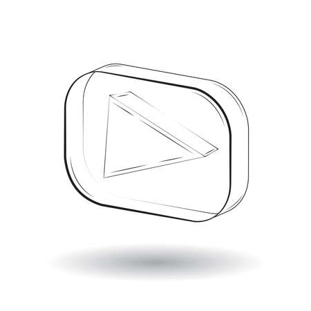 stylish 3D play button hand drawn in glass frame floating. Vector illustrationのイラスト素材
